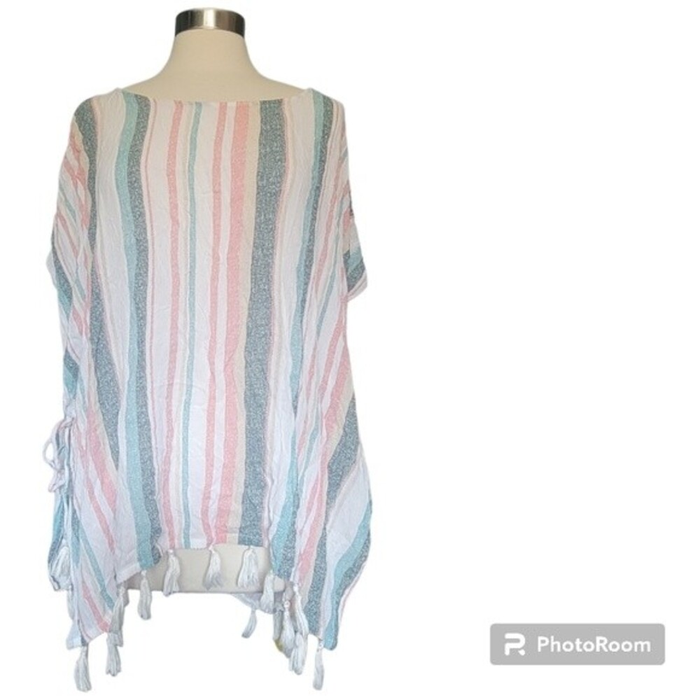 Roxy Make Your Soul Striped Poncho Cover-Up - S